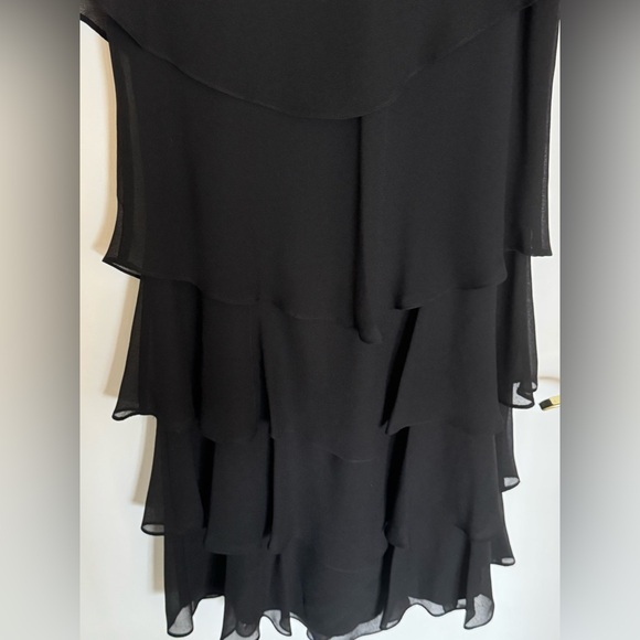 SNLY Formal Black Tier Short Sheer Dress Size 14 - Picture 5 of 6